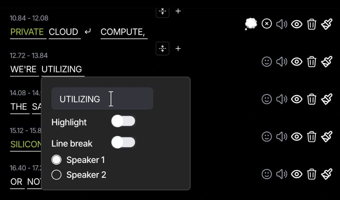 Bytecap video editor where generated scenes can be refined