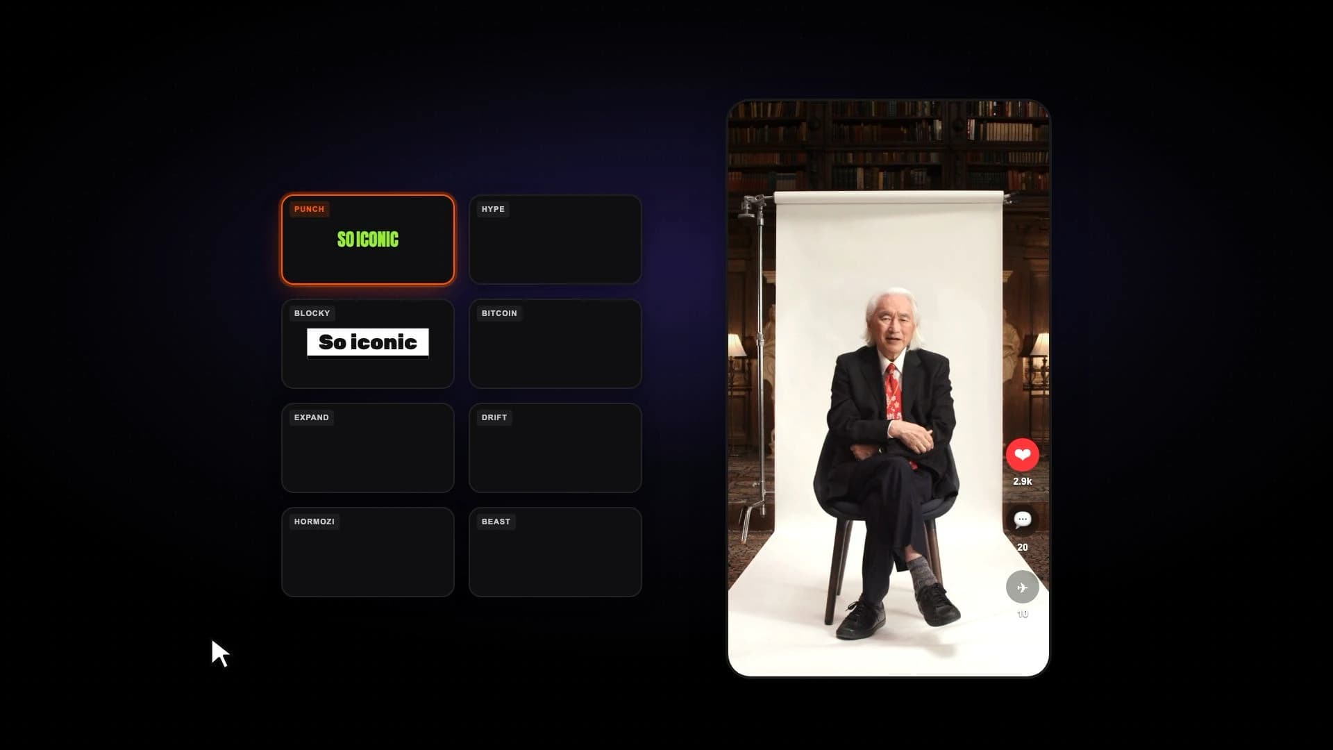 AI Captions preview in Bytecap